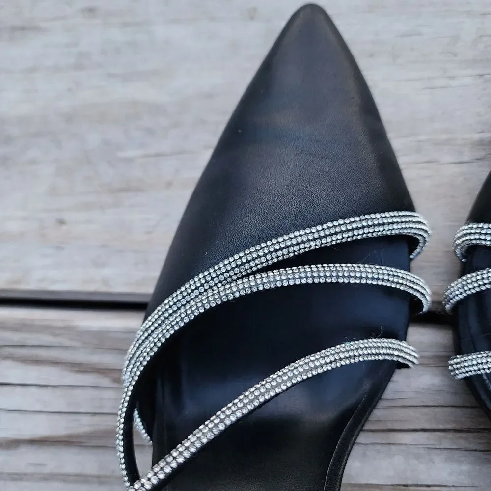 Apt 9 Tyraa Bling Pointed Women's Sz 8.5  Pumps Memory Foam Black Wedding Prom